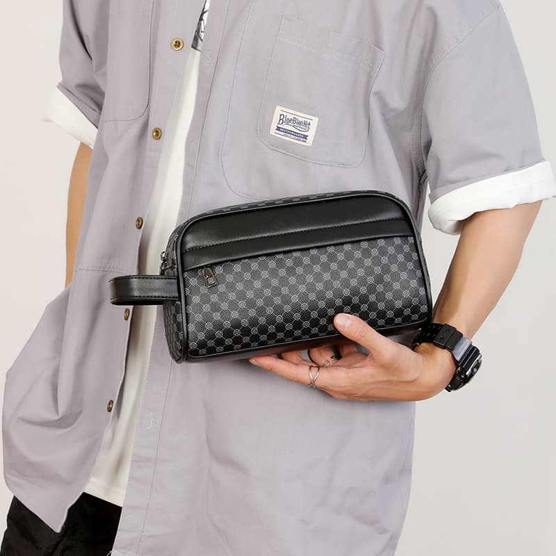 Trendy Men's Large Capacity Toiletry Bag Portable Business Commuting Simple Small Square Clutch Stylish Men's Bag