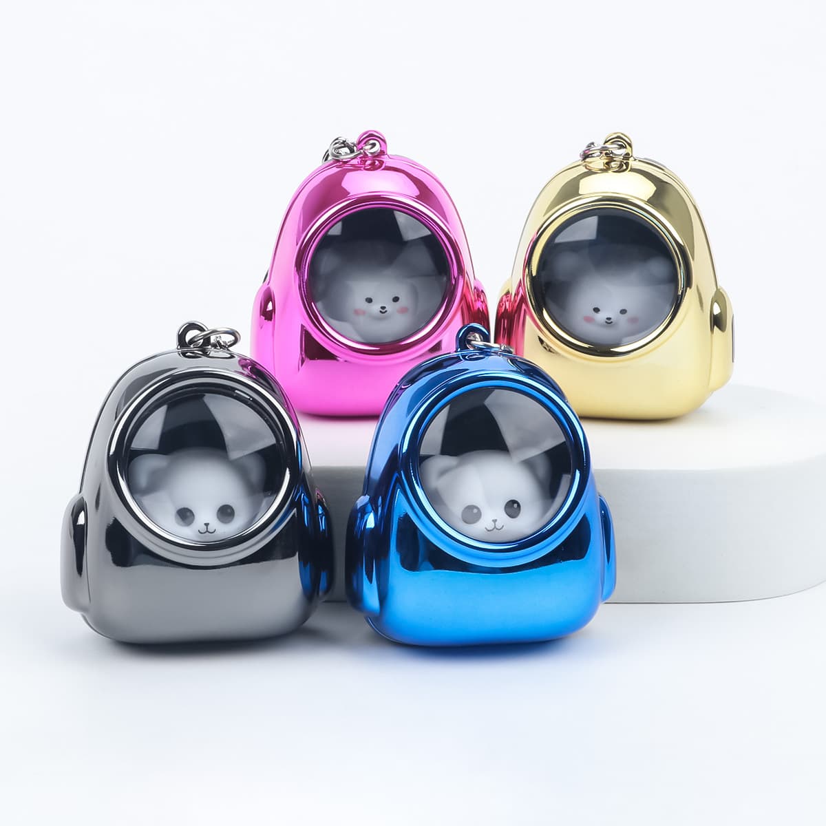 New Starry Sky Glowing Astronaut Keychain Bear Backpack Trendy Exquisite Doll Couple Bag Pendant