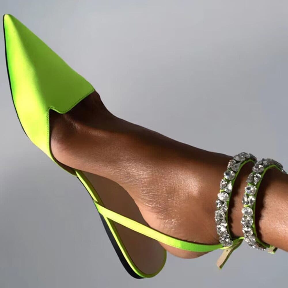 Women's Shoes Spring And Autumn New Style Pointed Toe Sandals For Women Flat Bottom 42 Size Satin Back Empty Buckle Women's Shoes