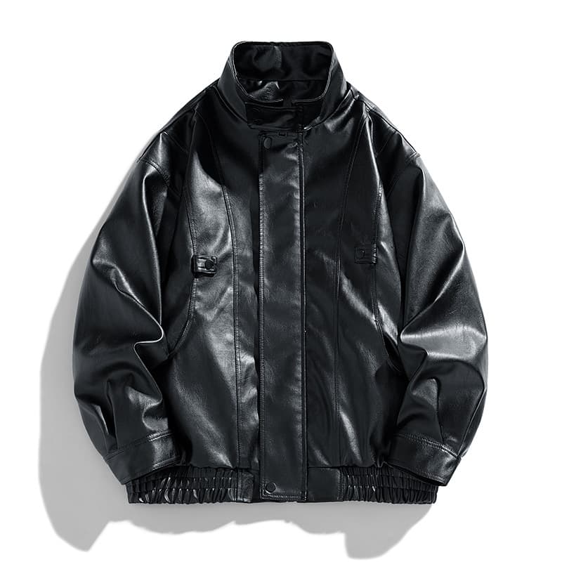 Street Trend Loose For Men, Stylish And High-end Couple Style Black Motorcycle Suit PU Leather Jacket