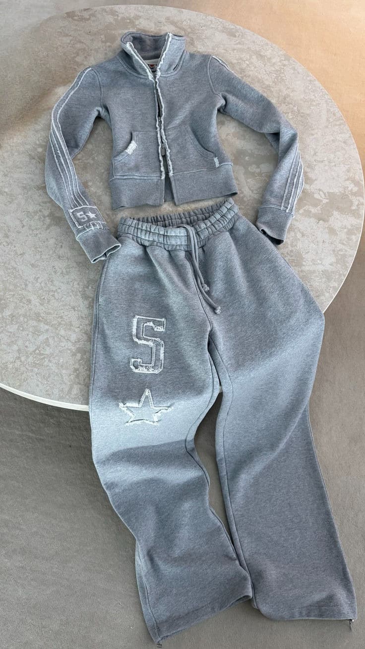 Ensemble sweat à capuche et jogging streetwear Y2K, pull hip-hop à capuche zippée, tenue décontractée deux pièces pour femme