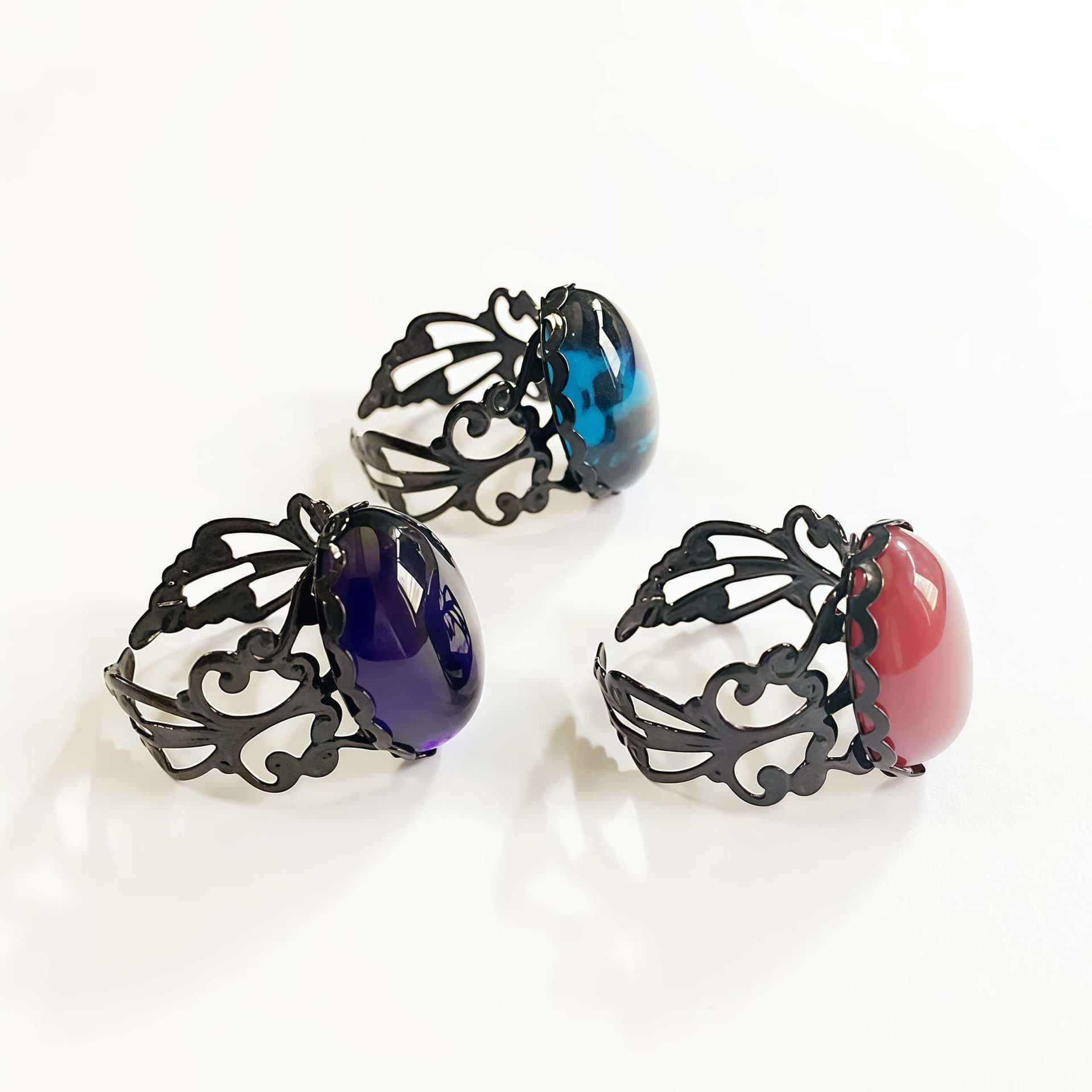 Best-selling European And Amican New Classic Retro Gothic Halloween Colored Gemstone Rings, Direct From The