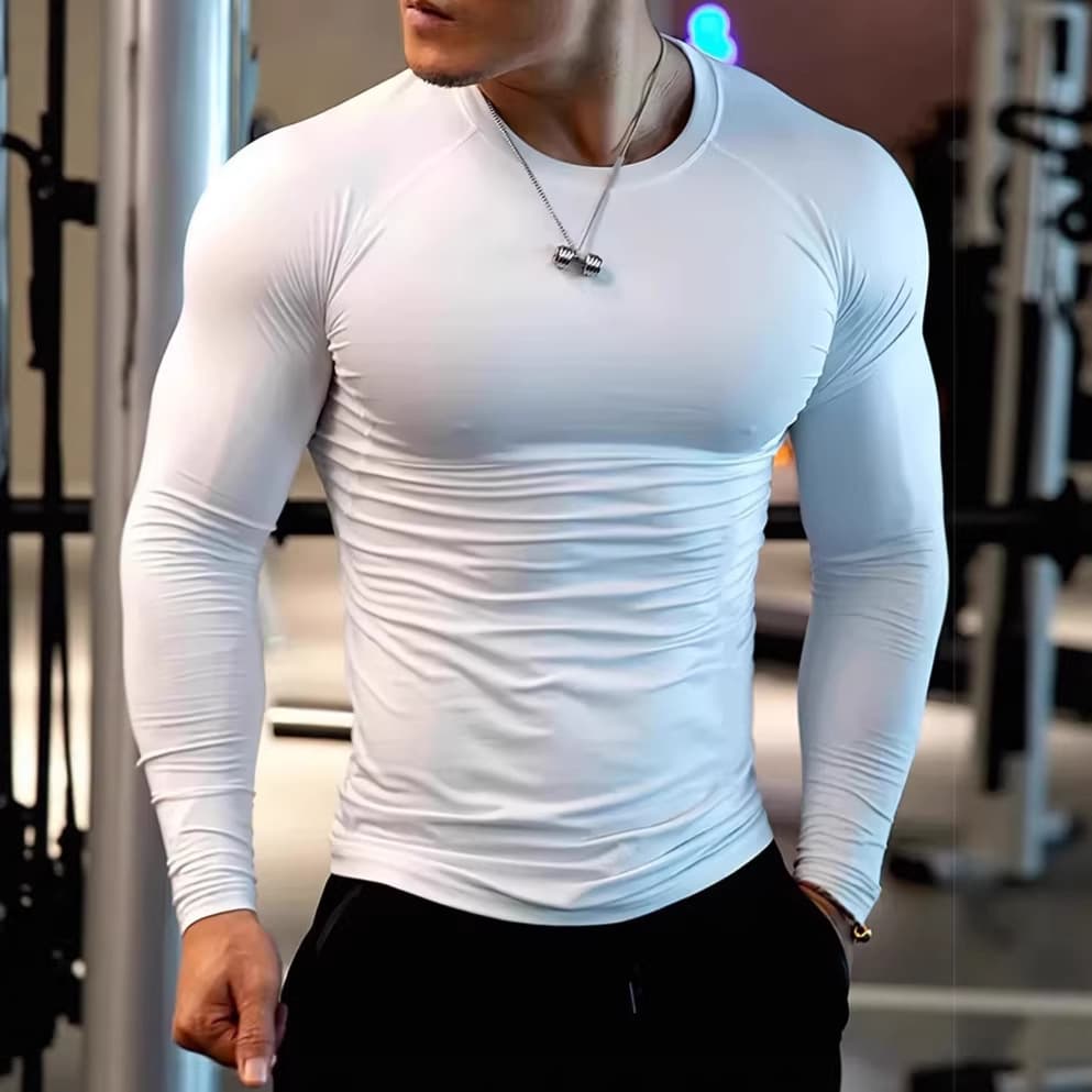 Men's Clothing Quick Drying Long Sleeve T-Shirt Stretchy Tight Fitting Fitness Cycling Top