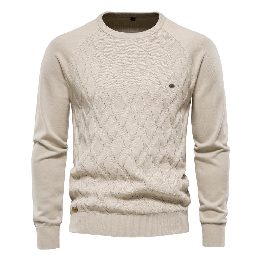 High Quality New Pure Cotton Men's Sweater Men's Sweater Pullover Solid Color Knitted Sweater Men