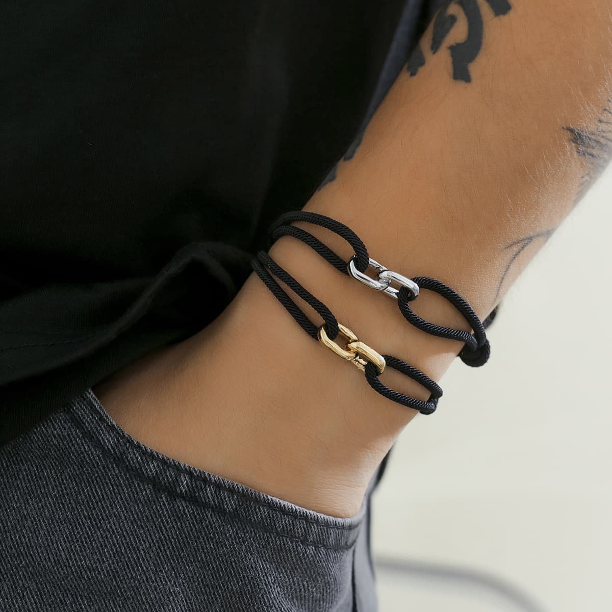 European American Cross-border Minimalist Niche Adjustable Milanese Rope For Men, Trendy And Stylish Personalized Cross
