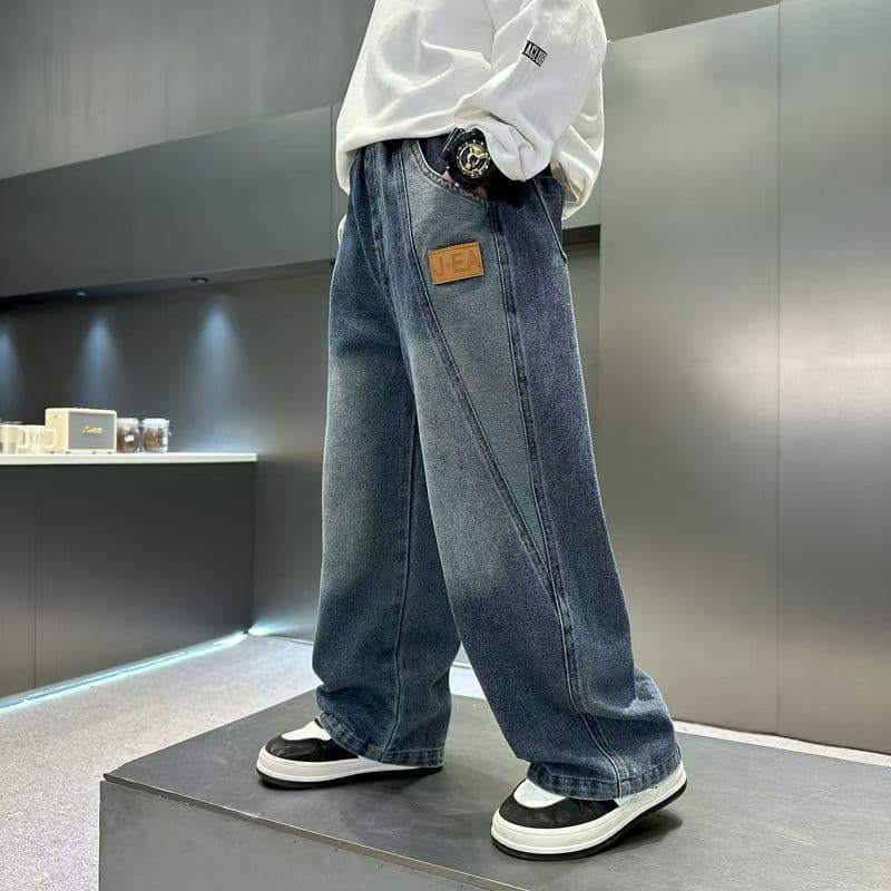 Children's Wide Leg Jeans Loose Straight Style Jeans For Spring And Autumn Fashionable Toddler Boys Clothing 3-7 Years