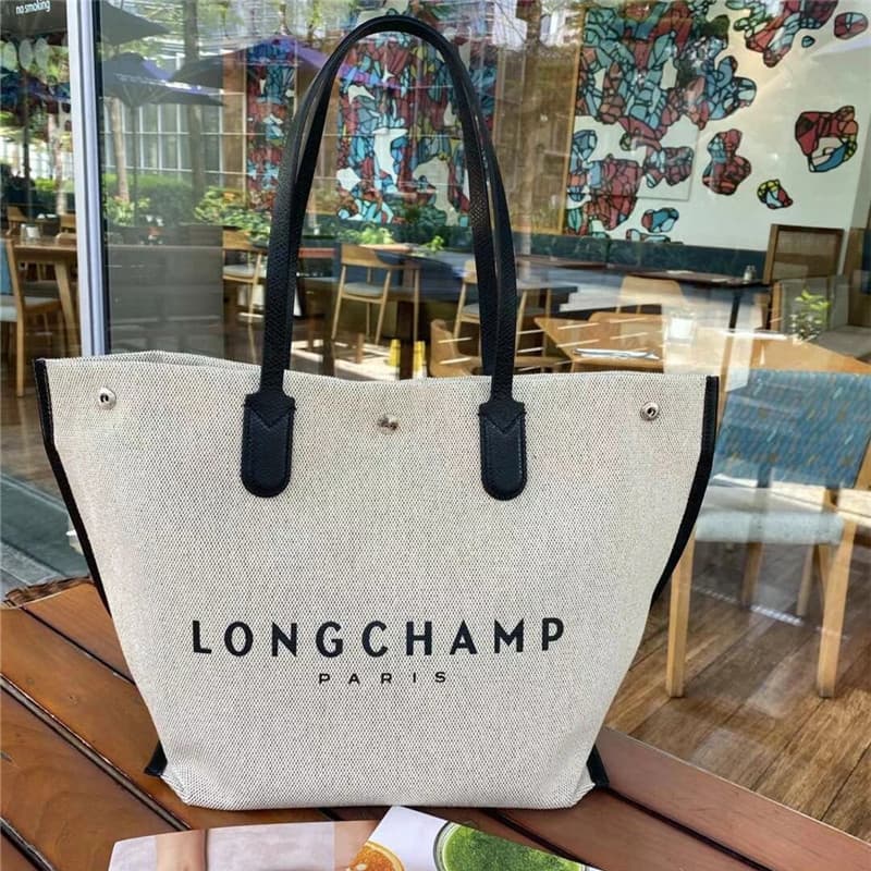 Longxiang's New Canvas Tote Handbag, Shoulder Computer Mommy Bag, Classic Style, Versatile For Daily Commuting