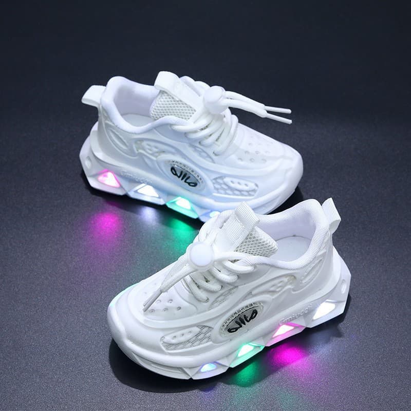 Kids' Light-Up Sneakers – Breathable Mesh Running Shoes With Led Flashing Soles (Sizes 21-30, 4 Colors) – Slip-Resistant & Soft Eva
