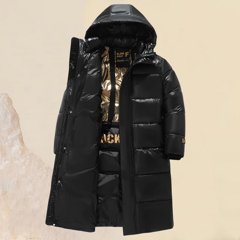 Men's Clothing Cotton Coat Trendy Long Black And Gold Cotton Cotton Coat Men's Winter Coat Trendy Brand Cotton Coat