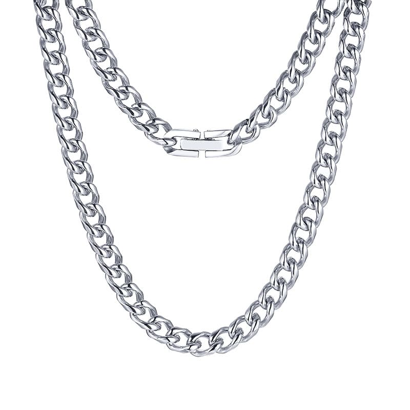 Stainless Round Polished Chain Necklace Steel Color Men's 6mm Hip-Hop Style Jewelry Quanxishui NC-746