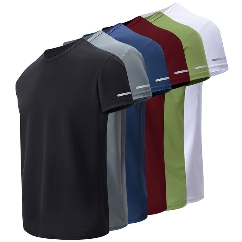 Summer Men's Solid Color Quick Drying Sports Short Sleeved Loose Running Mountaineering Casual T Shirt Fashion