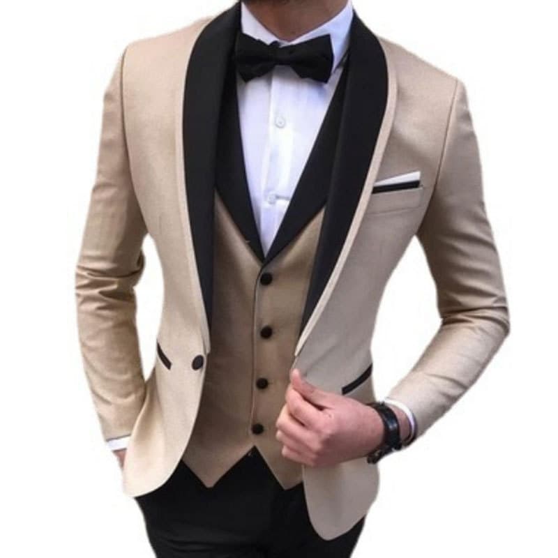 Men's Blazers Large Men's Slim Fit Double Fork Groom's Dress 3-piece Suit Casual Solid Color