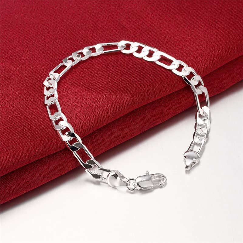 European American Style Cross-Border 6mm Three To One NK Fashion For Men And Women Silver-Plated Flat Side Bracelet