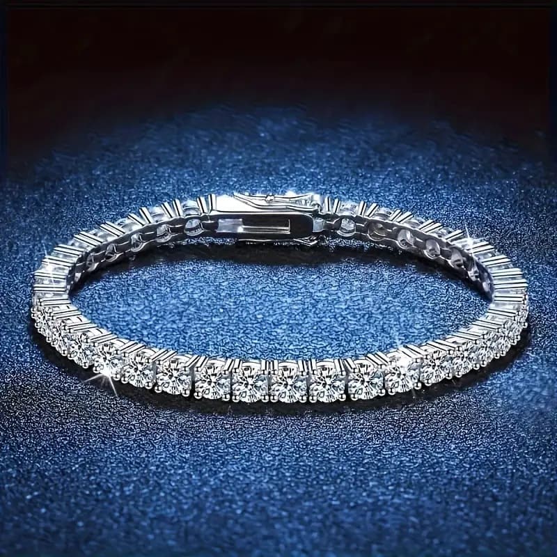 Popular Bracelet Unisex Accessories S925 Plated Full Diamond Super Shiny Tennis Chain Design European And American