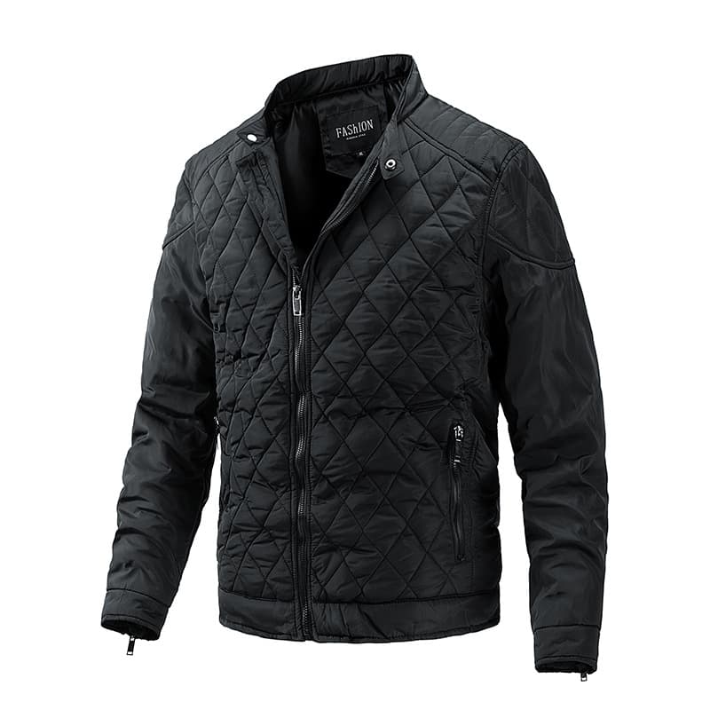 2024 Autumn Winter Light And Thin Clothes Casual Diamond Standing Neck Cotton Coat Men's Fashion Trend