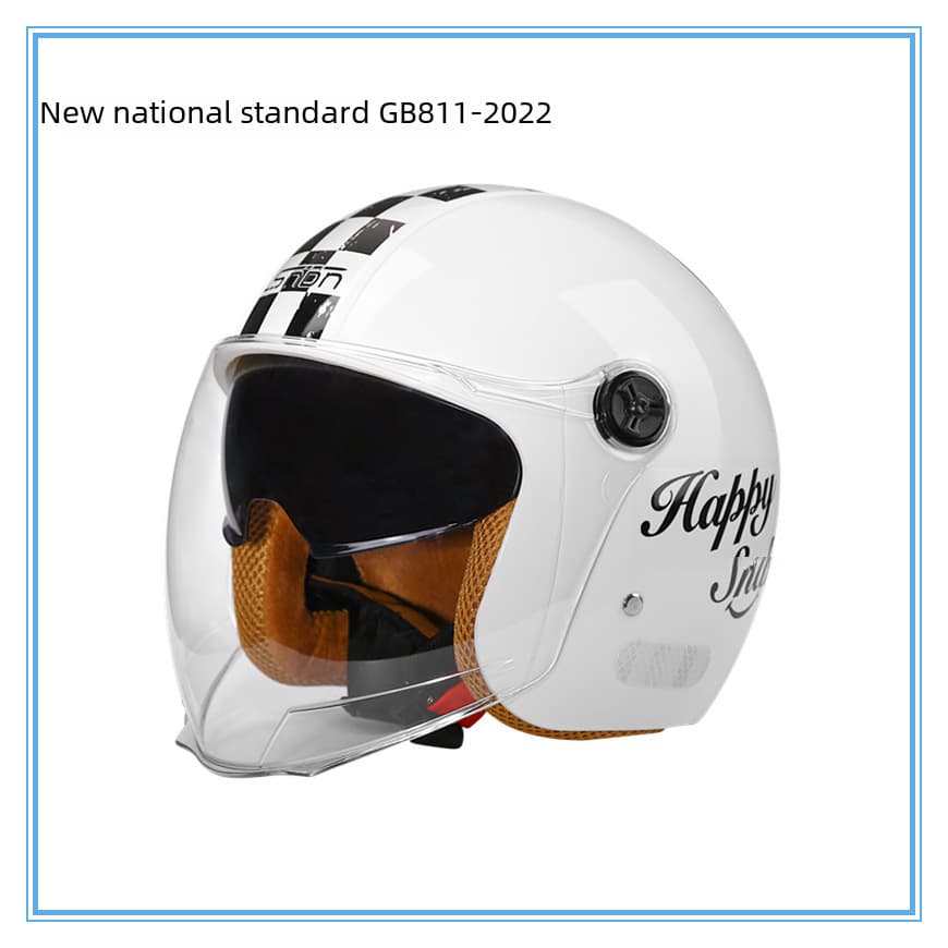 New GB Retro Double Lens Helmet Winter Electric Motorcycle Helmet Battery Car Helmet Four Seasons Helmet