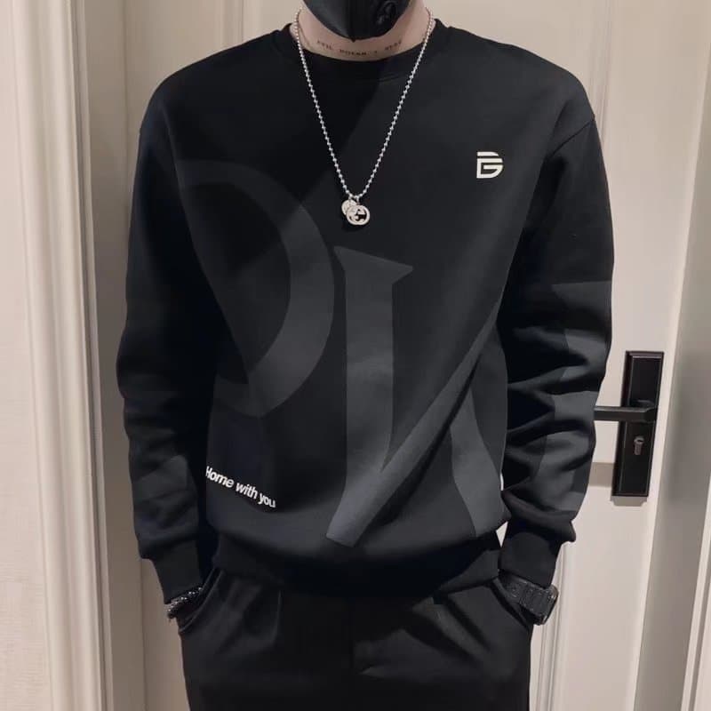 Men's Clothes Slim Hoodie Men Fashion Brand Handsome Ins Loose Round Neck Long Sleeve Top Coat