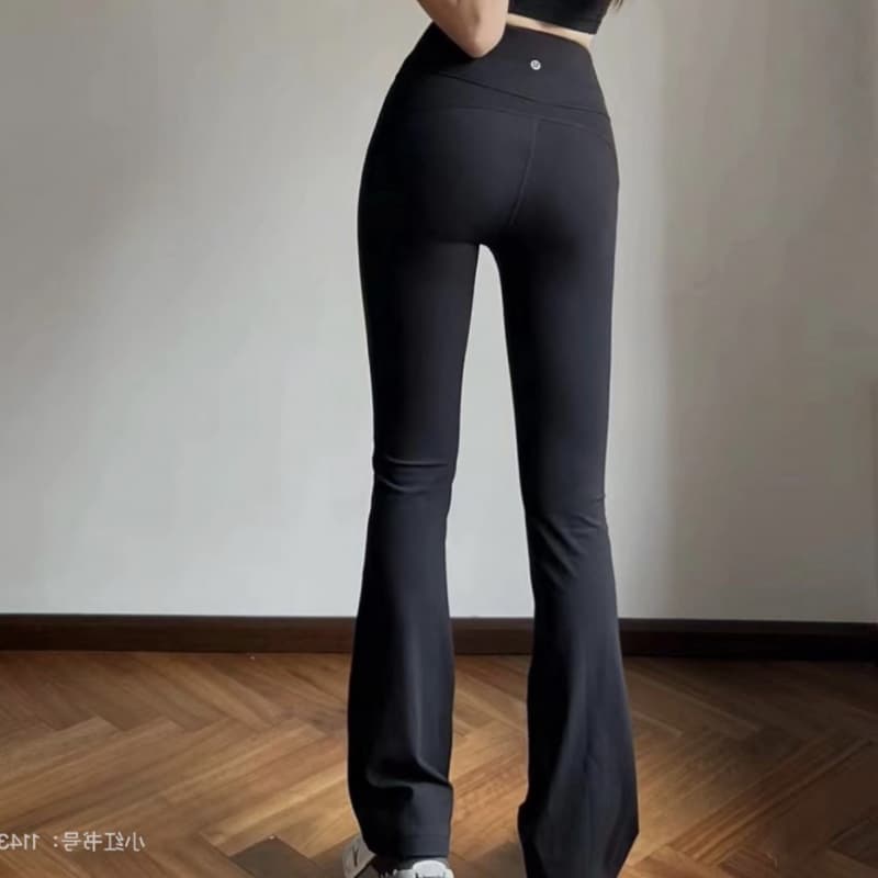 Lulu Original Groove Flared High Waist Hip Lift Yoga Pilates Slimming Barely There Sports Fitness Wide Leg Pants