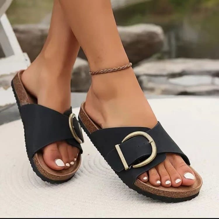 Thick-Soled Platform Slippers Women, New Summer Fashion Belt Buckle Open-Toe Sandals For Women