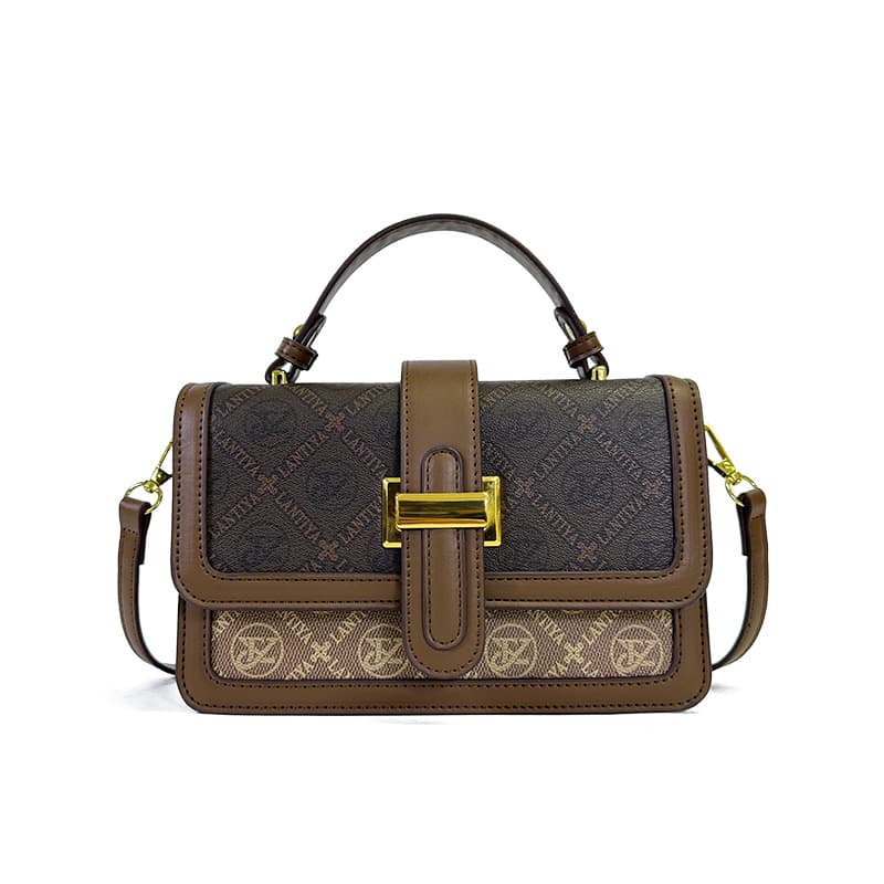 High-end Textured Bags For Women 2024 New Versatile European And American Retro Printed Lock Small Bag Single Shoulder Crossbody Small Square Bag