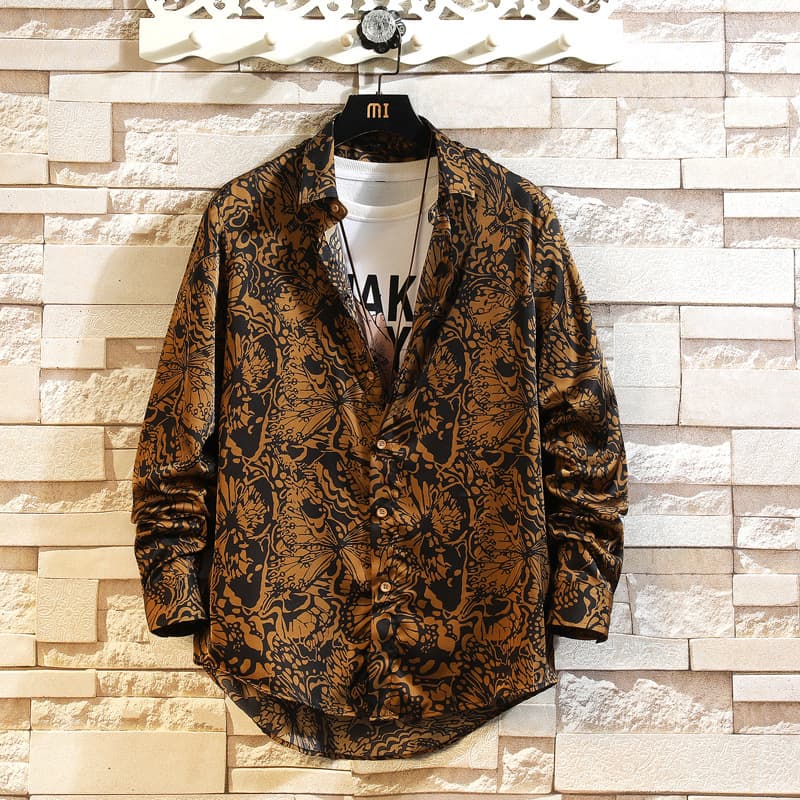 Men's New Long Sleeved Shirt, Fashionable Multi-color Floral Loose Casual Versatile Shirt