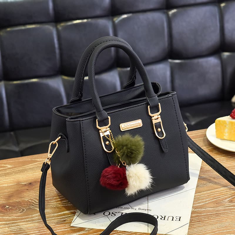 2022 New Fashion Women's European And American Style Single Shoulder Small Double Layer Large Capacity Pom Handbag