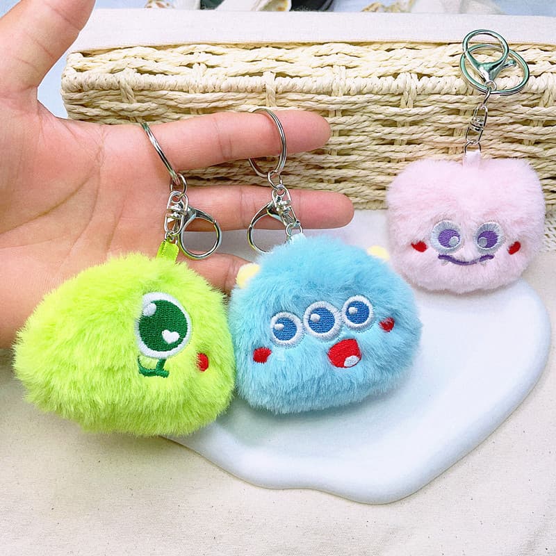 Plush Little Monster Backpack Small Pendant Cute Female Car Keychain Ring Doll Bag Decoration