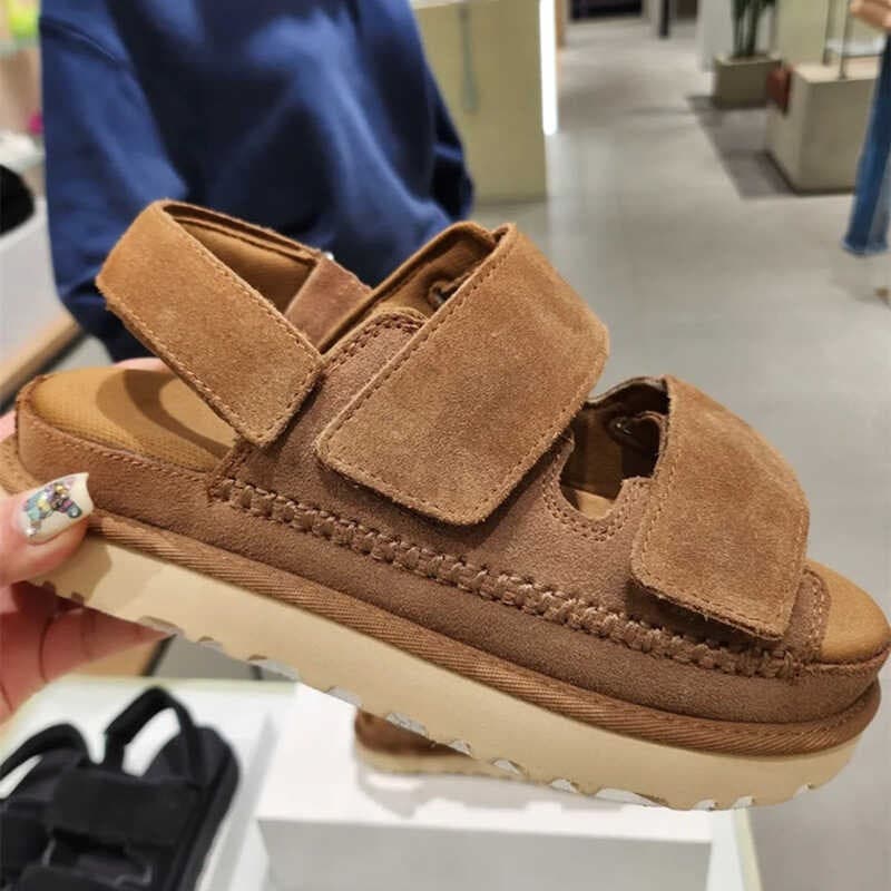 Women's Double Layer Platform Sandals Spring/Summer Open Toe Velcro Strappy Roman Beach Shoes Height Increasing