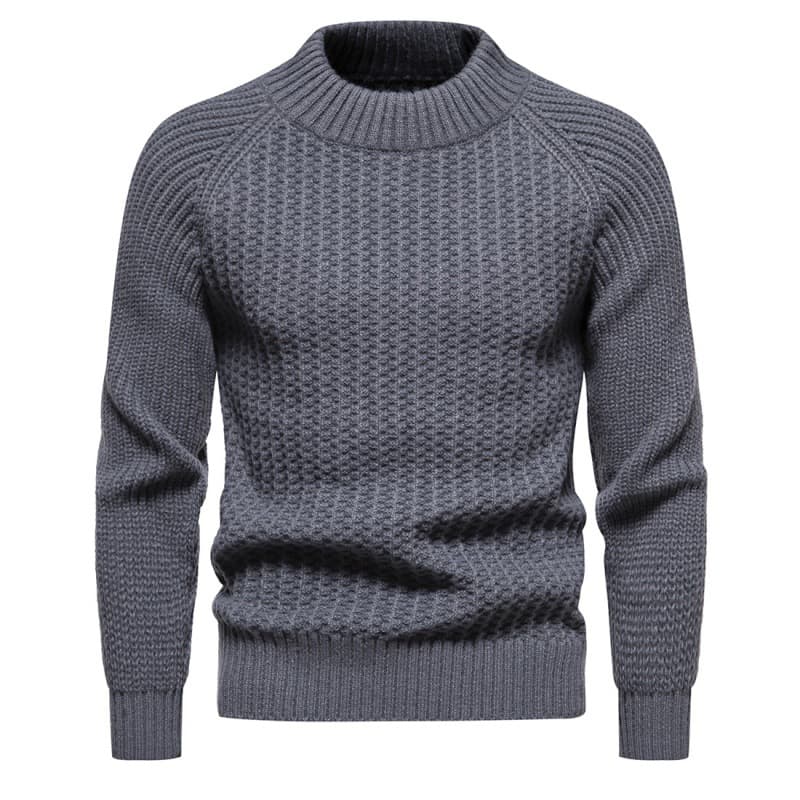 Men's Autumn And Winter New Knitted Sweater, Fashionable And Warm, Solid Round Neck Pullover, Slim Fit Sweater