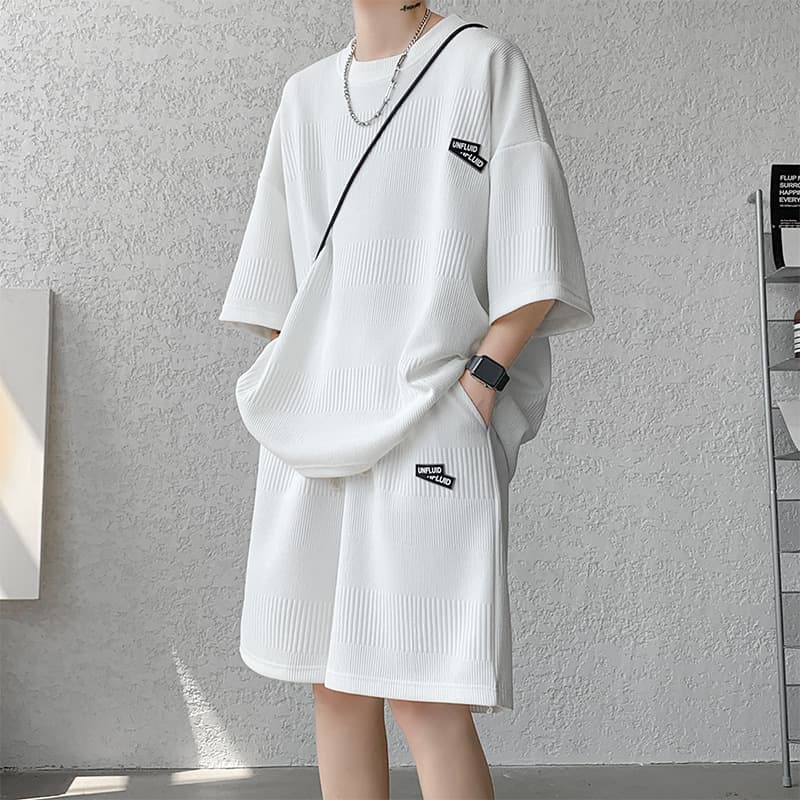 Men's Summer Short Sleeved T-shirt Trendy Brand Half Sleeved Shorts, Paired With A Two-piece Set