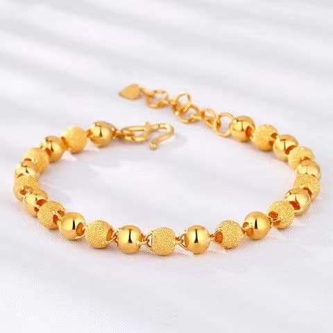 Vietnam Gold Frosted Round Bead Bracelet Women's Brass Gold Plated Fashion Gold Bead Bracelet