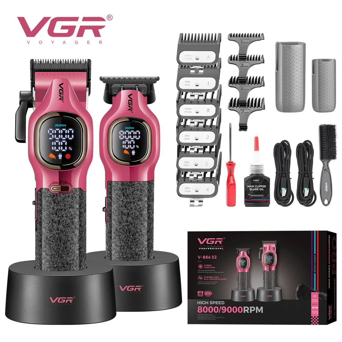Electric Hair Clipper Set with Base Charging High Speed 8000 9000 RPM New