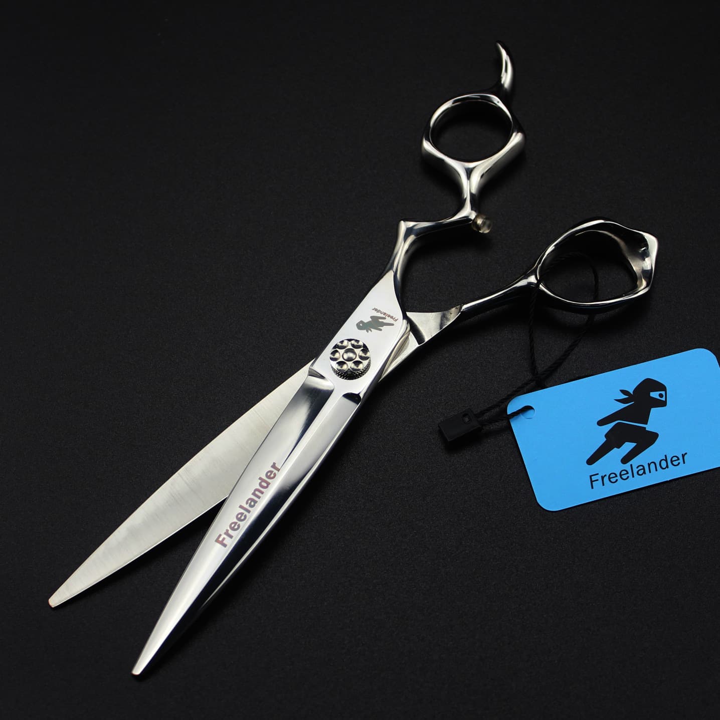 7.0inch Hairdressing Large Sliding Blade Curved Chubby Scissors, Comes With A Bag