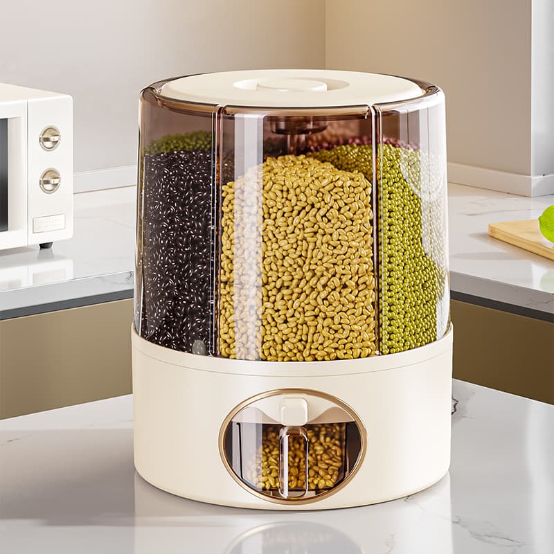 Modular Grain Storage Container – 5-Compartment Rotating Rice Bin With Airtight Lids (BPA-Free, Anti-Pest Kitchen Organizer)