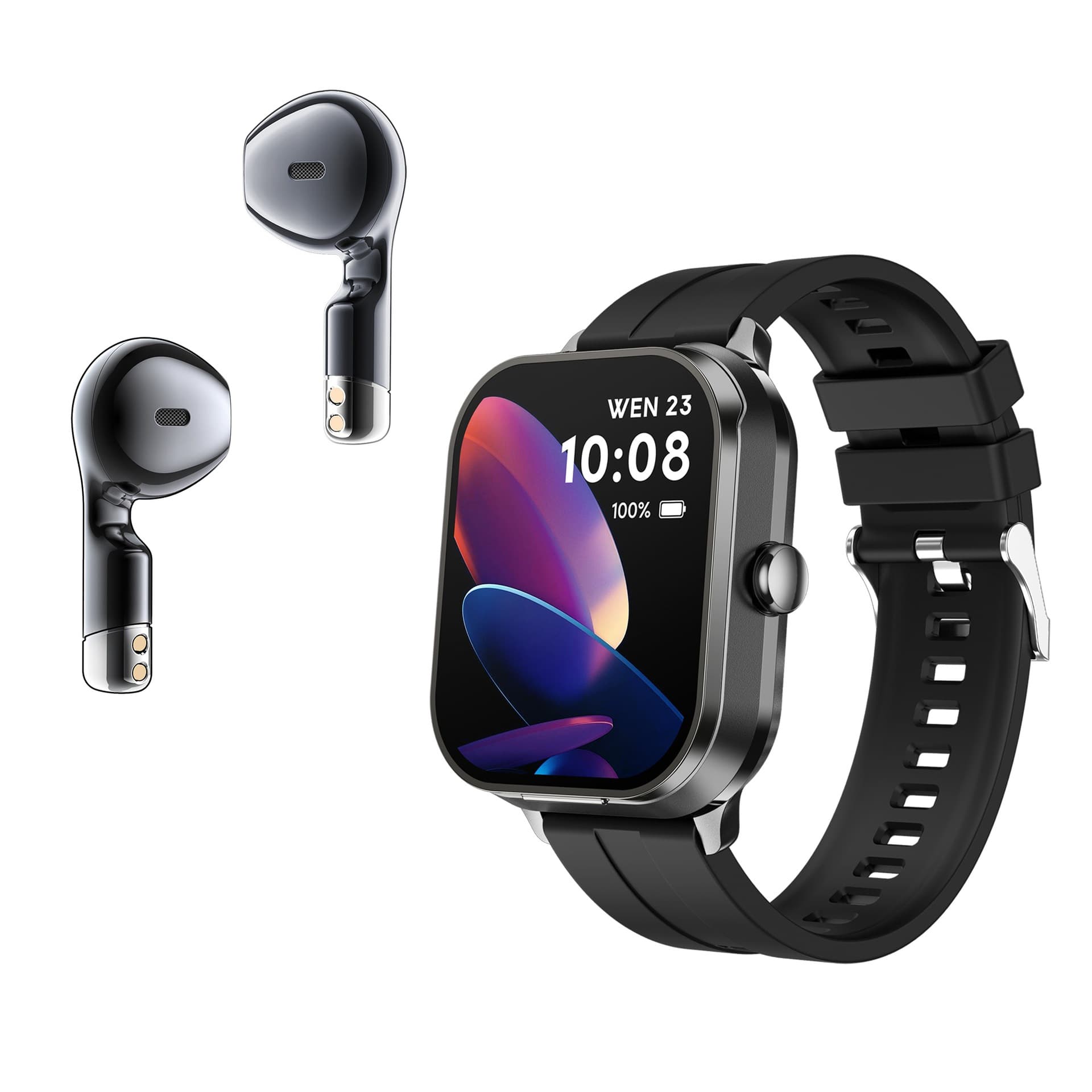 D8pro Smartwatch With Built-in Wireless Earbuds, NFC Access Control, Bluetooth Calling, Fitness & Music Tracker, IP68 Waterproof