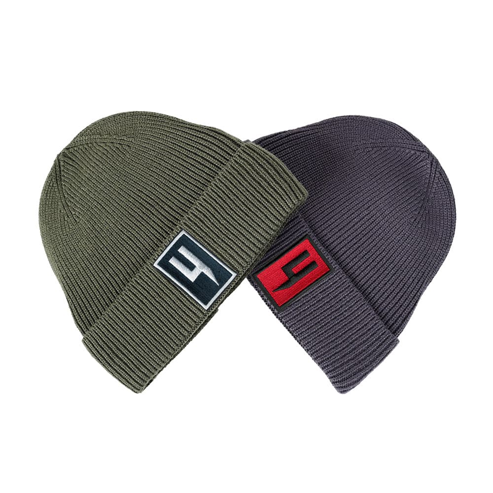 Trendy Unisex Knit Beanie Hat - Stretchy Winter Warm Hat With Ear Flaps, Cotton Blend, Streetwear Style, Black/Grey/Army Green With White/Red Label