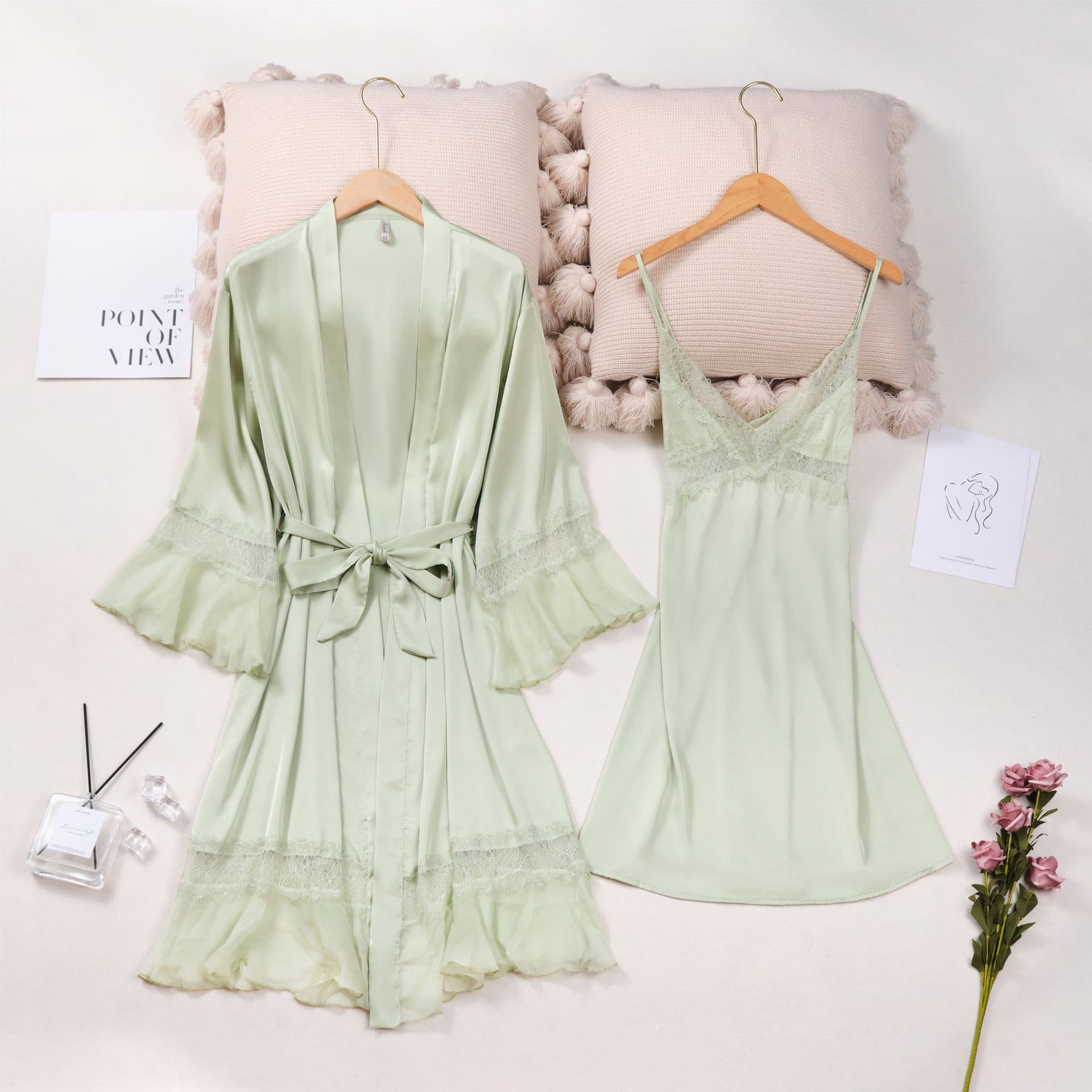 Women's Sleepwears pajamas women's suspender skirt nightgown sexy lace two-piece set high-end suit