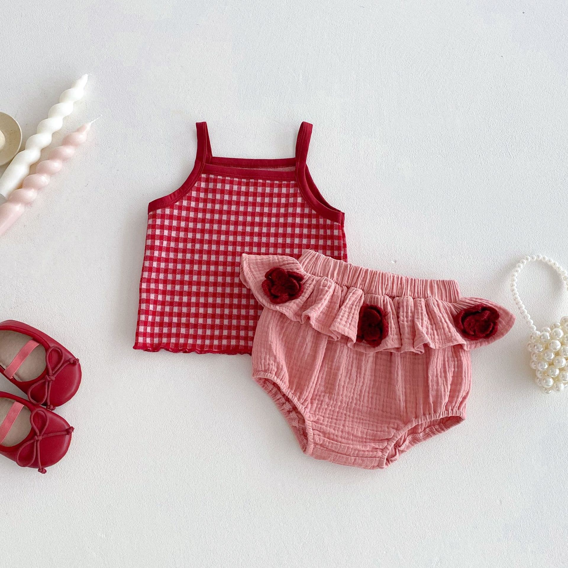 26 New Cute Summer Outfits Baby Girls: Adorable Sleeveless Plaid Floral Romper Dress For Playful Babies
