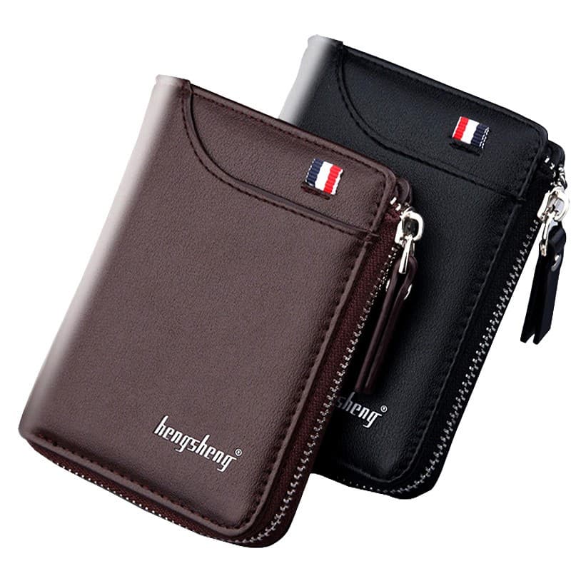 Wallet For Men Short Casual Carteras Business Foldable Wallets PU Leather Male Billetera Hombre Small Zipper Coin Purse