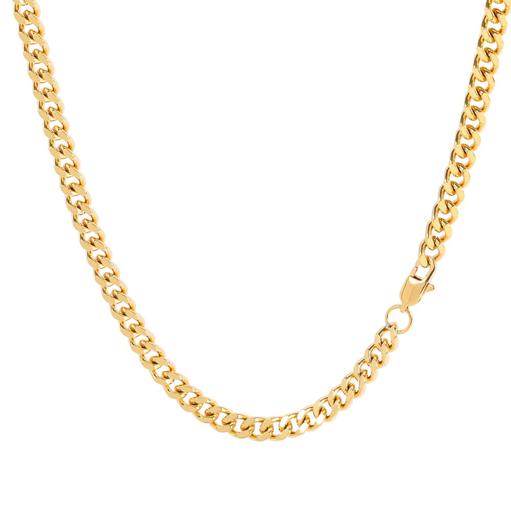 Chain Necklaces Stainless steel chain vacuum electroplated four sides grinding Cuban chain hip hop jewelry necklace