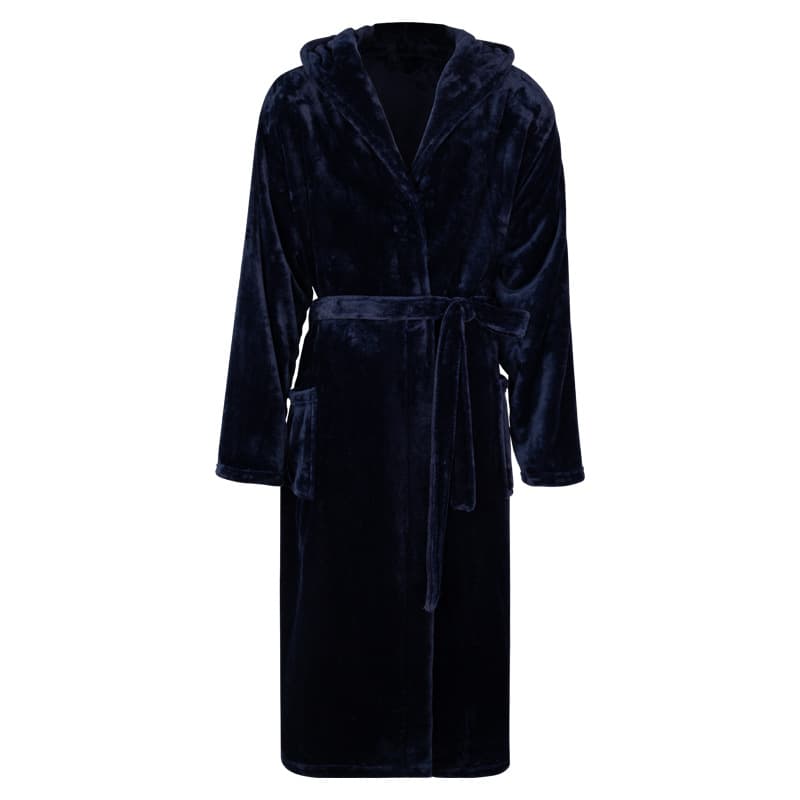 Soft Touch Micro Fleece Hooded Bathrobe Plush Long Spa Robe