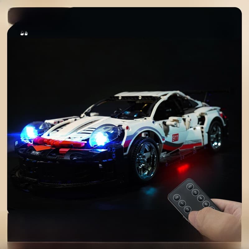 Toy LP block lighting compatible with LEGO 911RSR sports car block lighting, lithium battery remote control lighting