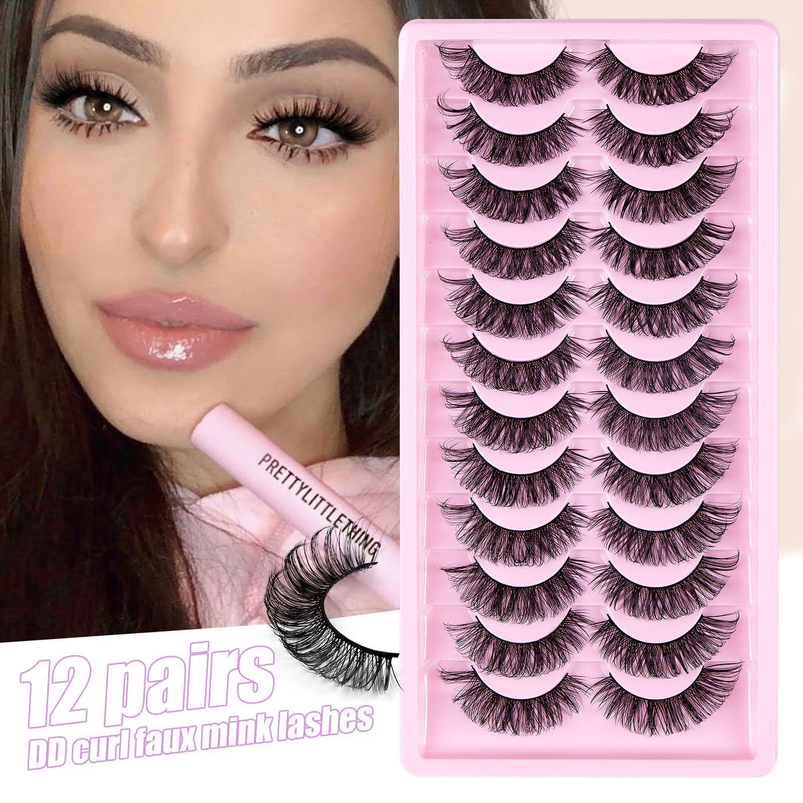 Lash extension set 12 pairs of eyelashes Natural fiber eyelashes thick artificial eyelashes