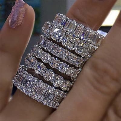 hot selling full diamond square diamond zircon ring fashion ladies peach heart diamond wedding diamond ring gift jewelry