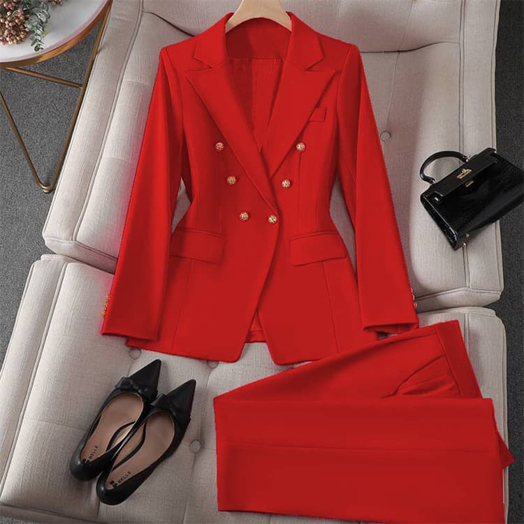 Women's Clothing Spring Red Suit Jacket Women's New Professional Temperament Commuter Small Fashion Suit Set