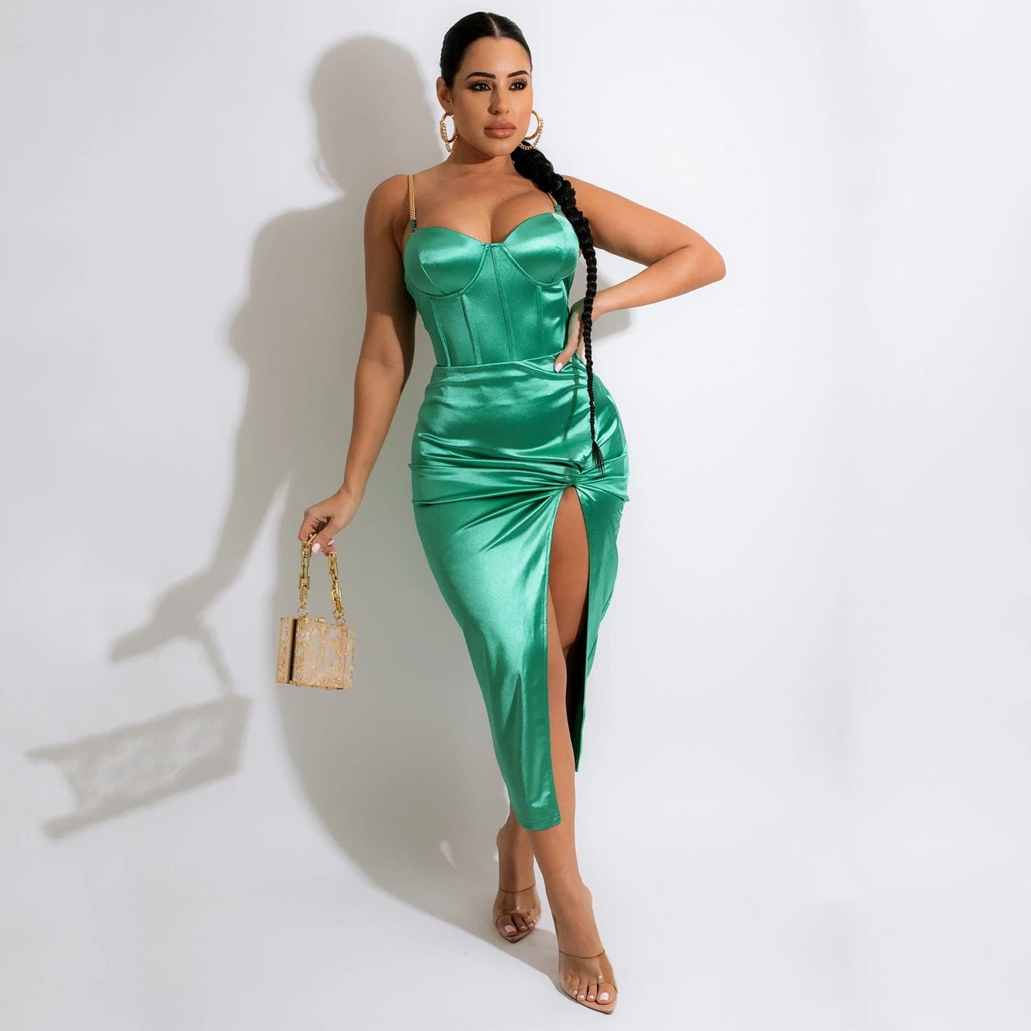 Women's Fashionable And Sexy Irregular Solid Color Mid-length Dress