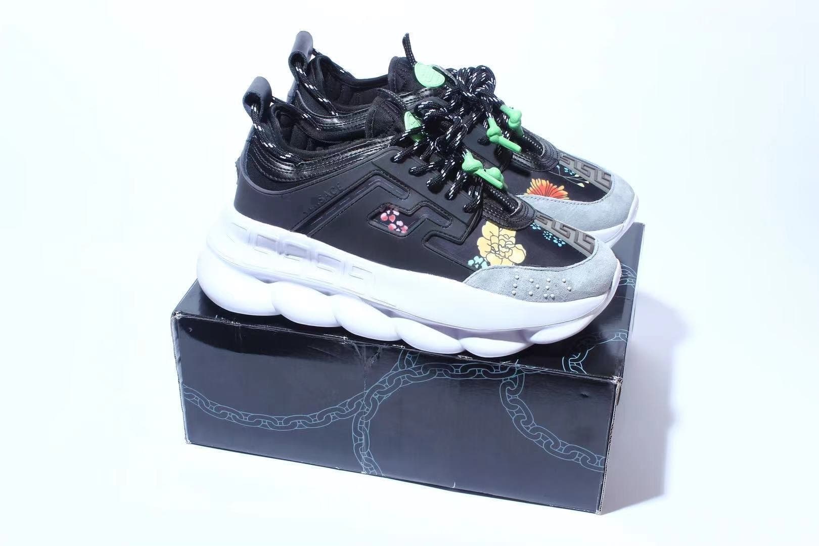 Chaussures de sport décontractées tendance Chain Reaction à tige basse, style rétro, polyvalentes, pour couples, semelle épaisse rehaussante et