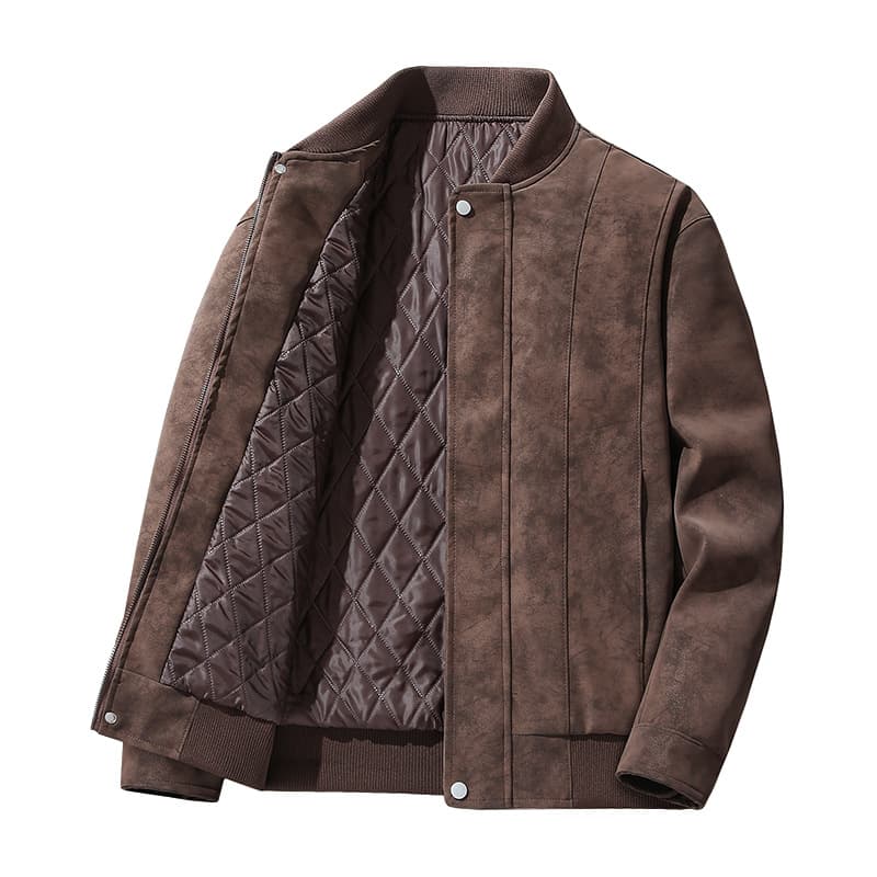 Thickened Padded Lapel Trend Cross Border Trend Brand Hong Kong Style Fashion Men's Leather Jacket Youth Jacket Casual Top Coat