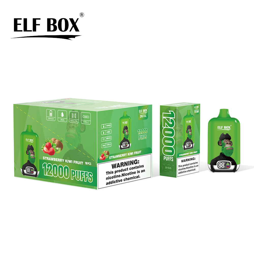 Kit de démarrage de cigarettes électroniques jetables à saveur fruitée, 12 000 bouffées, 500 mAh, affichage ELF BOX numérique, 1 pièce, 2 pi
