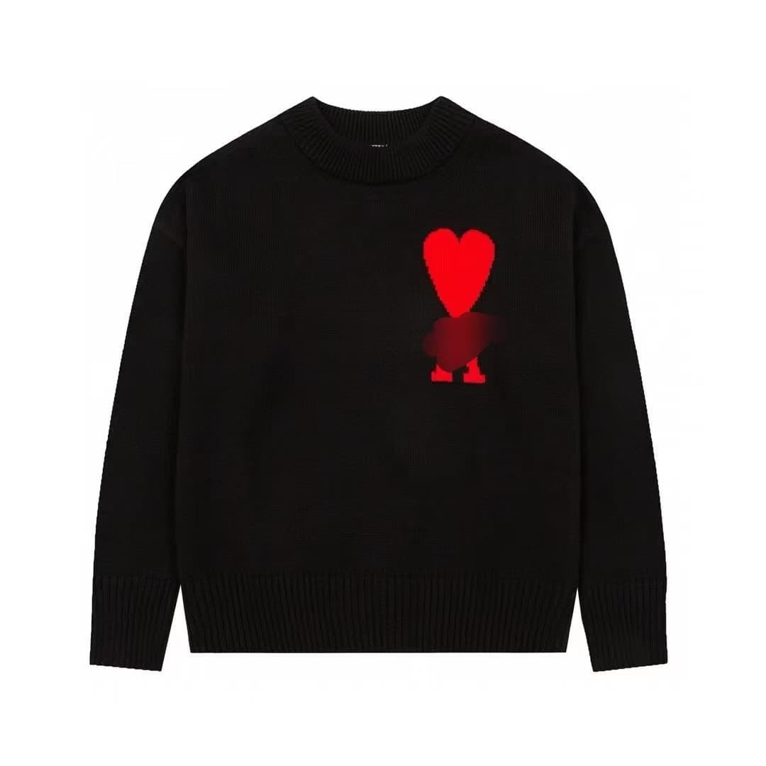 Pull ample à manches longues en maille avec motif cœur, style décontracté, automne-hiver